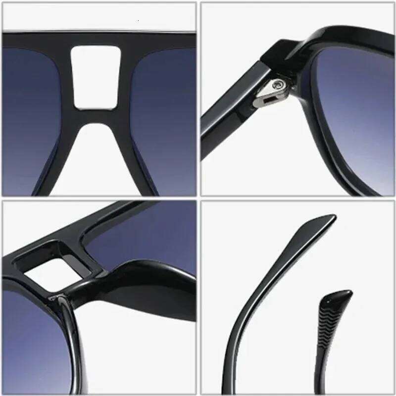 Retro Double Bridges Men Pilot Sunglasses UV400 Rivets Decoration Leopard Shades Women Trending Sun Glasses Y260207