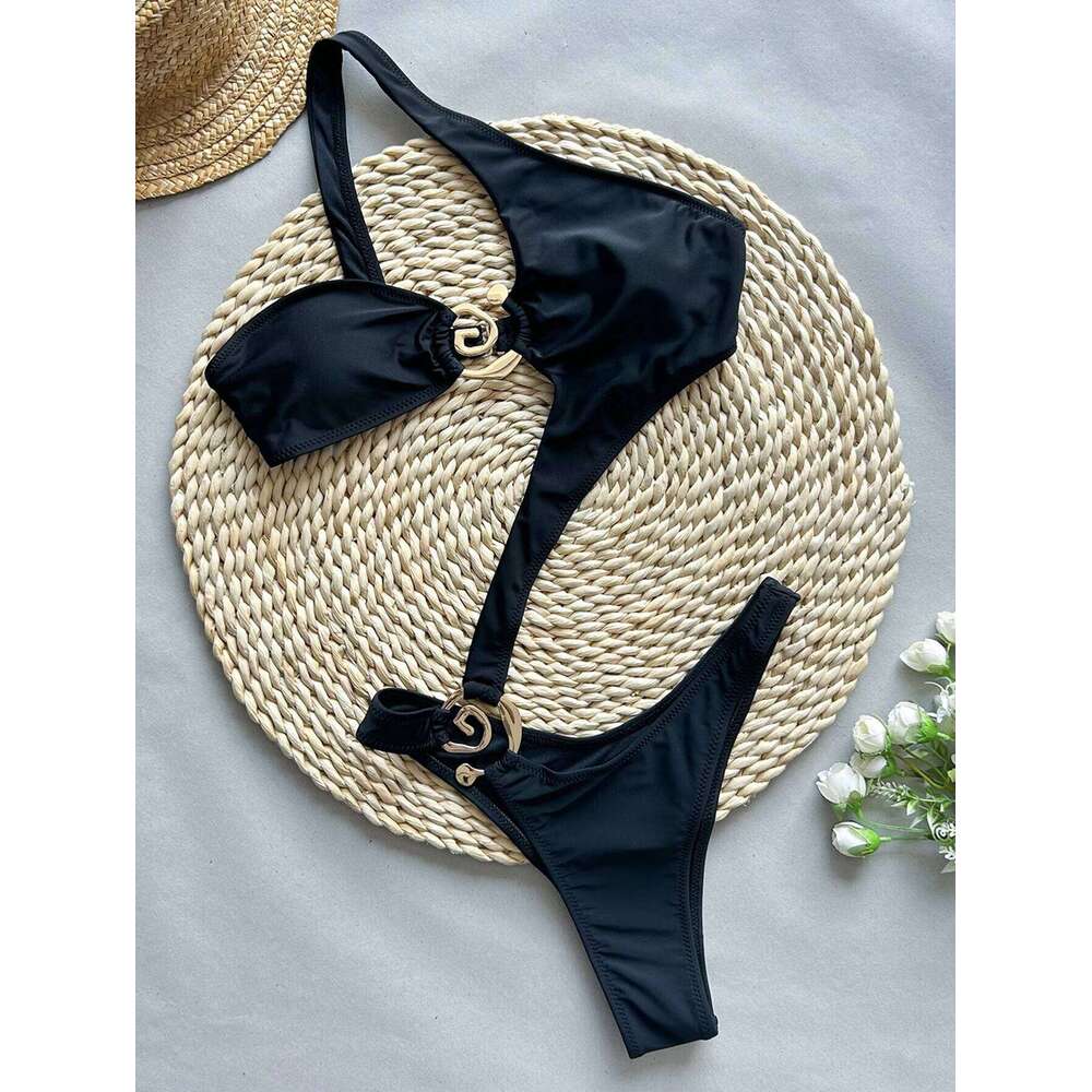 Sexy black string micro one piece swimsuit women summer beach outfit bikinis swimwear woman push up bikini bathing suit C260207
