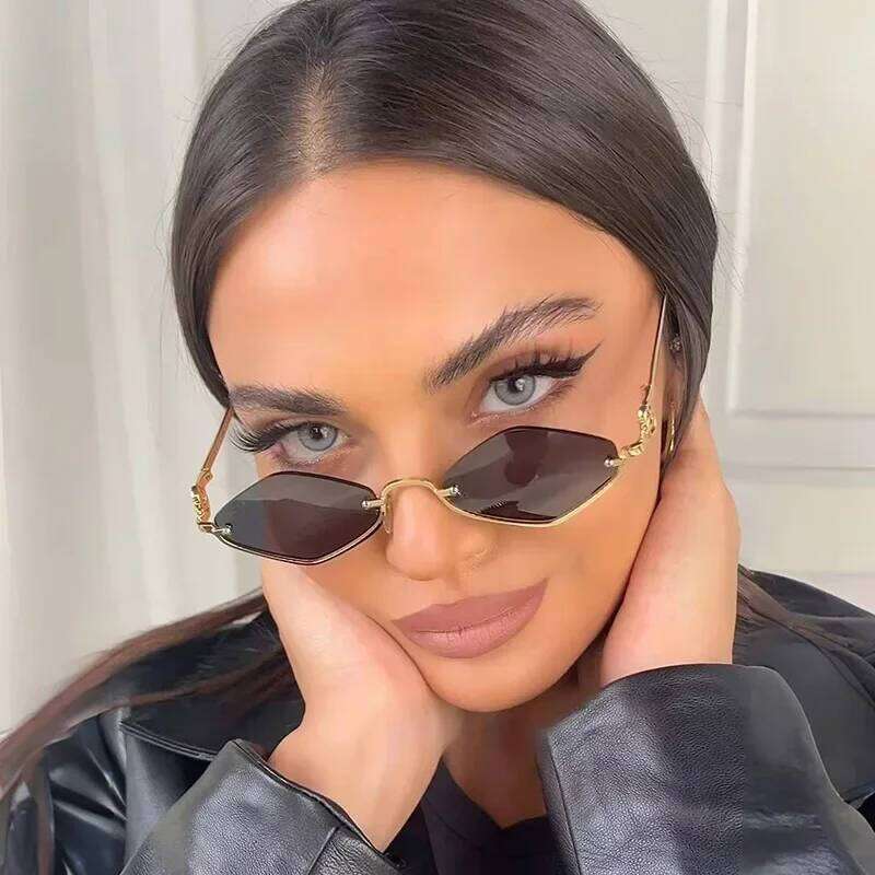 Metal Women Simple Trend Men 2025 New Half Diamond Shaped Dopamine Small Frame Outdoor Sunglasses Y260207