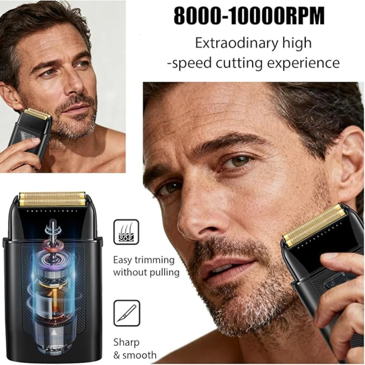 VGR Shaver Professional Beard Trimmer Electric Shaver 10000 RPM Vector Motor Razor Shaving Machine Foil Shaver for Men V-334 260126