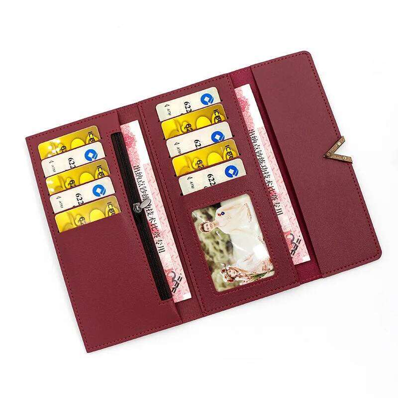New Korean version women's long V-shaped buckle three fold wallet for women, hand-held bag, change card bag Y260206