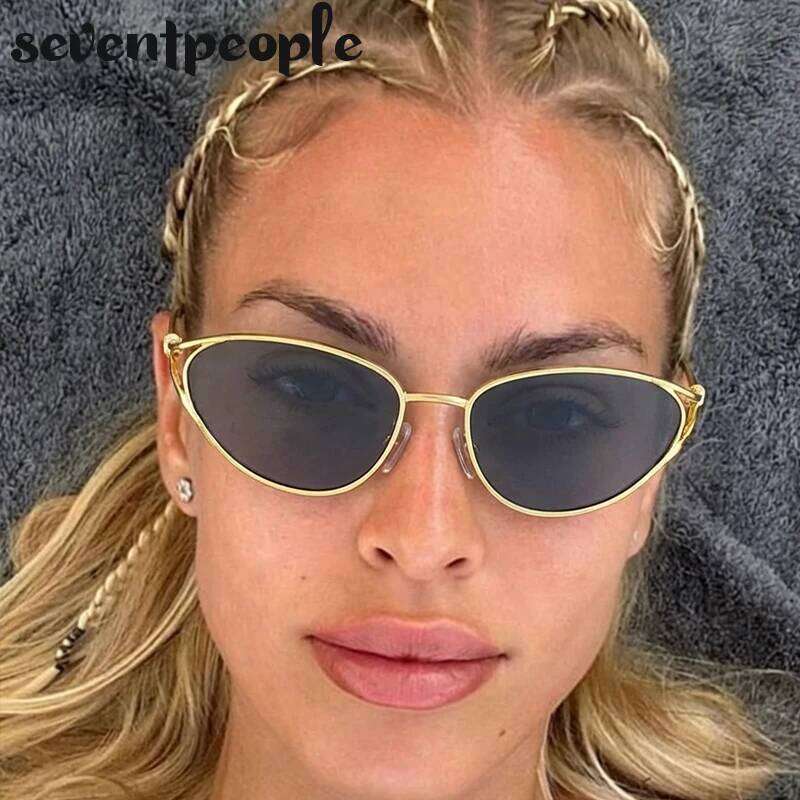 Sexy Cat Eye Sunglasses Women 2026 Luxury Brand Trendy Oval Metal Frame Travelling Sun Glasses For Ladies Classic Shades UV400 Y260207