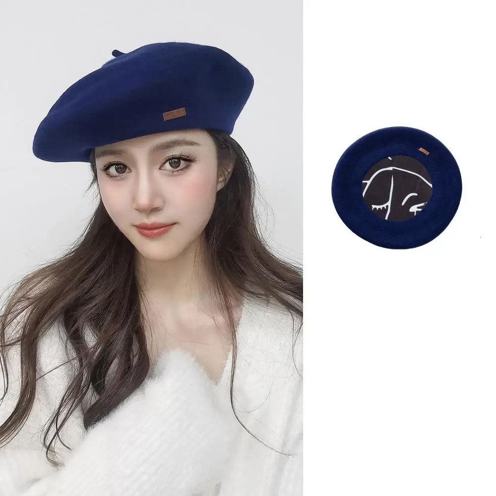 Big Size 60cm Wool Beret Winter Hats For Women Keep Warm Fashion Painter Cap Female Solid Color Boina Casual Large Size Beanie 260205