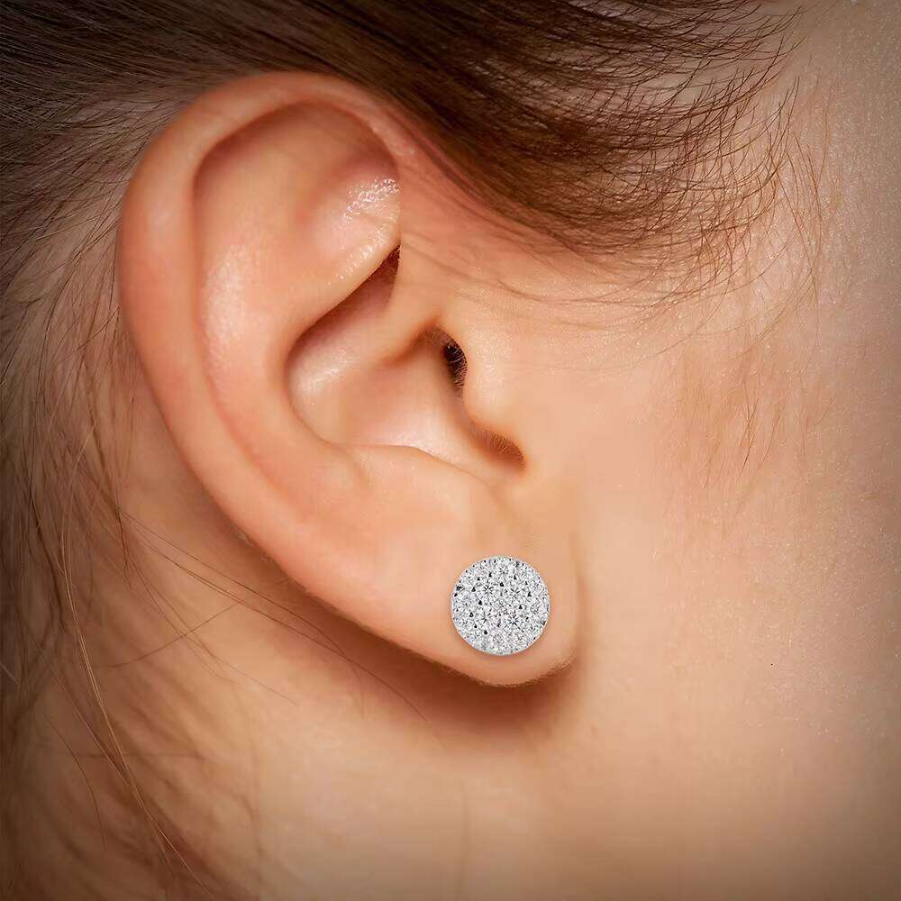 Pass Tester GRA Certified VVS Diamond Iced Out 925 Sterling Silver Jewelry Moissanite Stud Earrings
