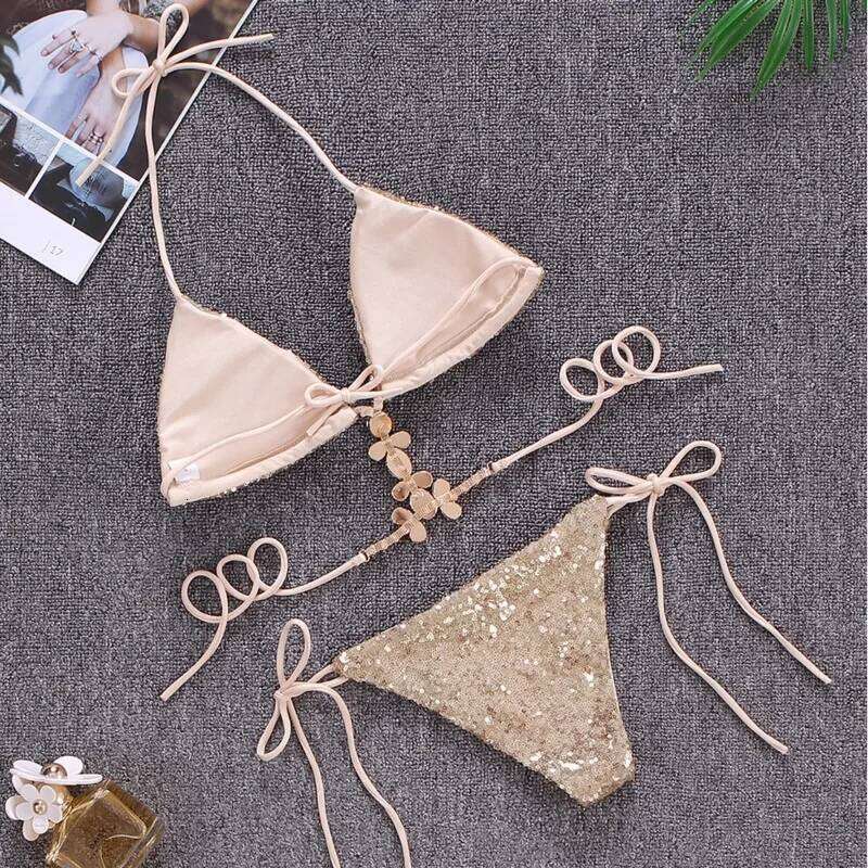 Shiny Sexy Bikinis Swimsuit With Rhinestones Women Swimwear Female Push Up Bikini Beach Swim Wear Bathing Suits Pool Bather 2025 C260207