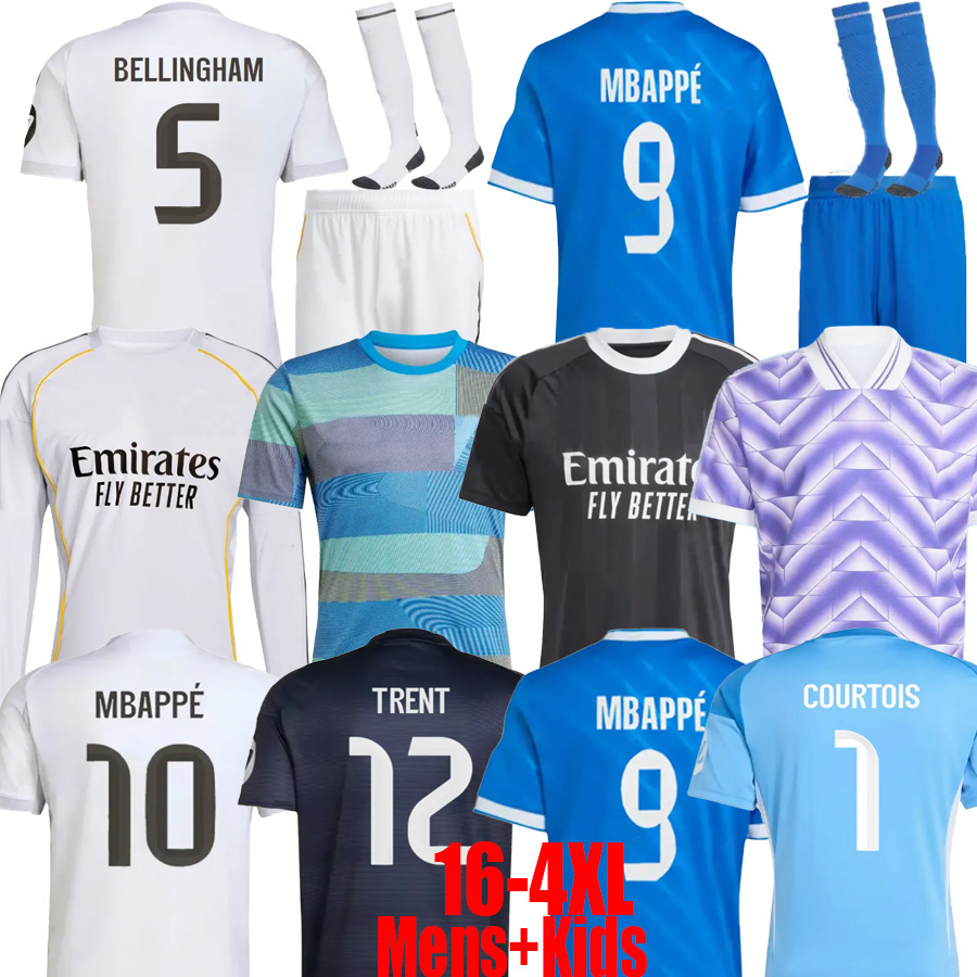 25 26 Reals Madrid Soccer jerseys MBAPPE BELLINGHAM TRENT VINI JR football shirt Valverde Endrick RODRYGO CAMAVINGA MODRIC Arda Guler Courtois 2025 2026 kids kits