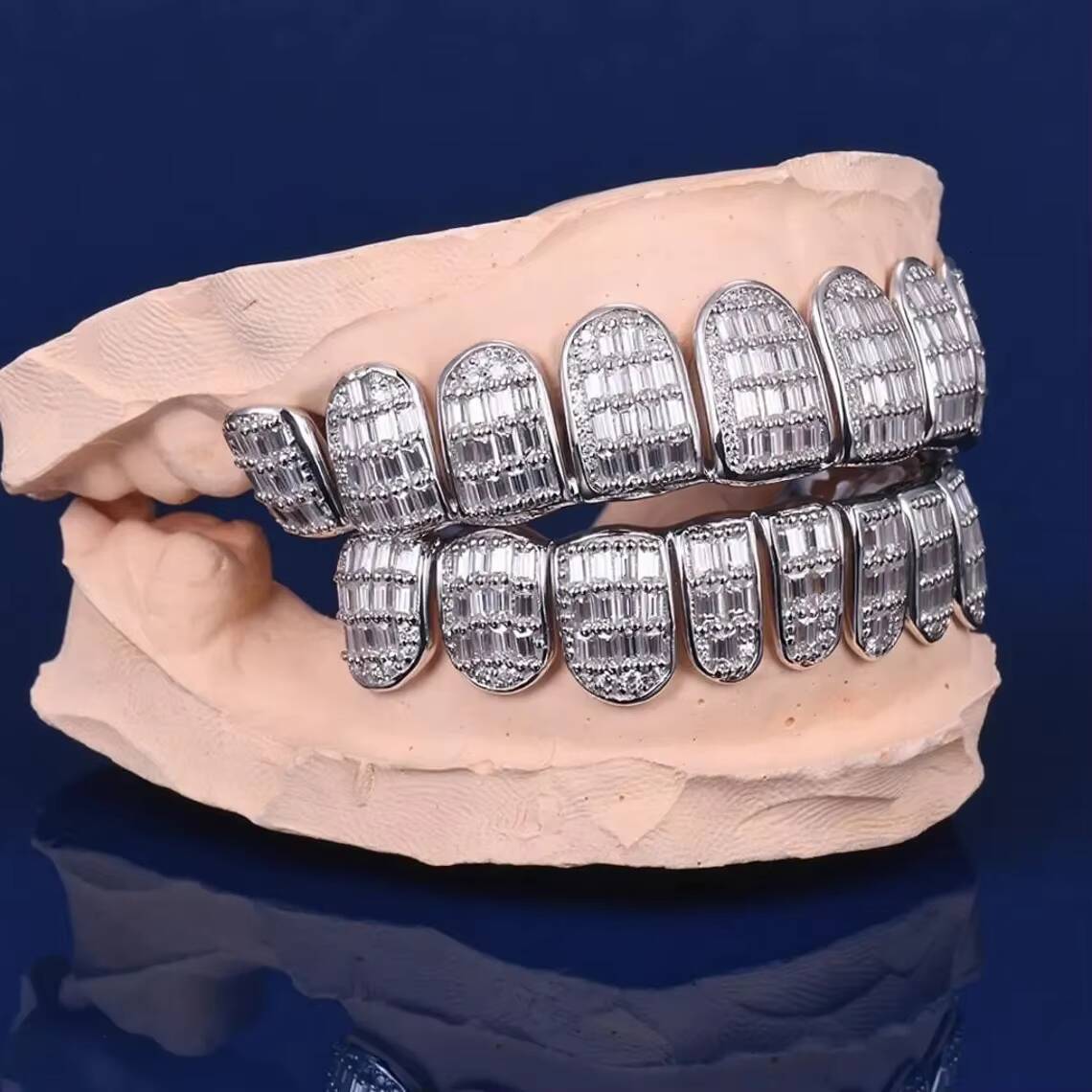 Excellent Quality Lab Grown Moissanite Sterling Silver Yellow Gold Teeth Grillz Rhodium Plating Unisex Men Women Wedding Gift