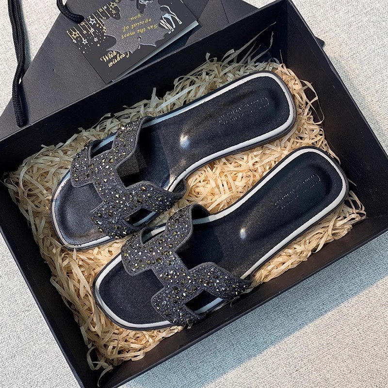 Slipper Female Summer Wear Fashion Rhinelass All Match Flat - Bottom - Flip-Flops Beach Cool Drag Female New