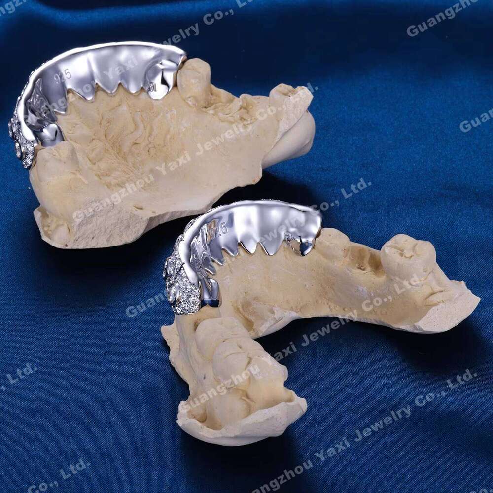 Custom Top Bottom 6 8 10 12 S925 Silver 10K 14K 18K Solid Gold VVS Moissanite Lab Grown Diamond Fine Teeth Grillz For Men Women