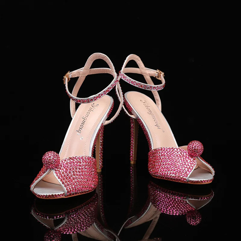 2025 Style Sequined Peep Toe Women Gladiator Sandals Summer Elegant High Heels Crystal Wedding Banquet Bridal Shoe 260208