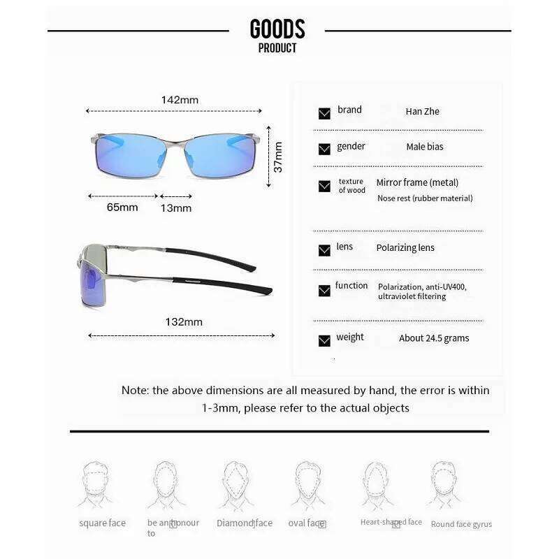 Rectangle Metail Frame Polarized Sunglasses Men Brand Designer Color Changing Sun Glasses Driving Oculos de sol UV400 Y260207