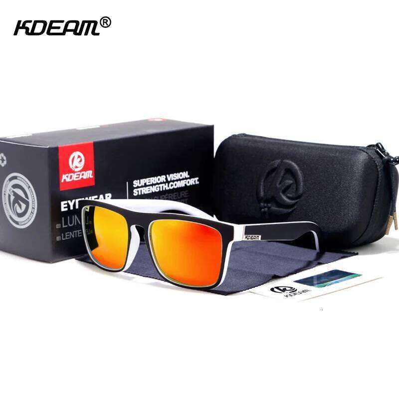KDEAM New Summer Sunglasses Men Sports Sun Glasses Polarized Women Brand Mirror lens Square UV400 With Case KD156 Y260207