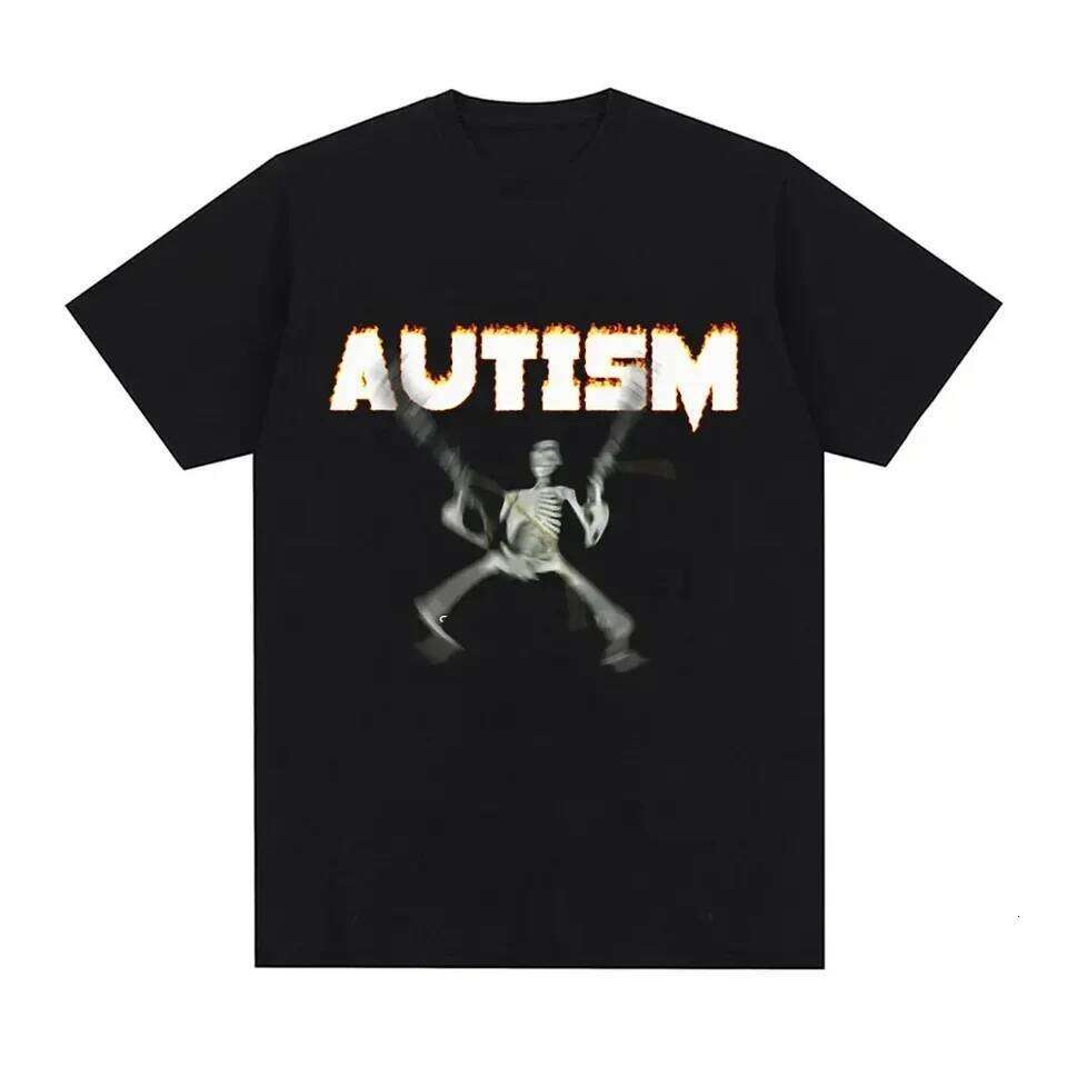 Autism Skeleton Meme T Shirt Humor Funny Skull Men Women Fashion Hip Hop T-shirt Casual Cotton Short Sleeve Oversized T-shirts C260207