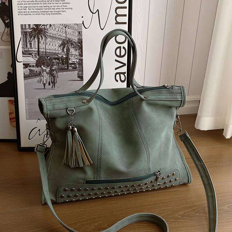 New 2023 tassel motorcycle women's frosted hand-held shoulder tote designer luxury hand bag ladies C260207