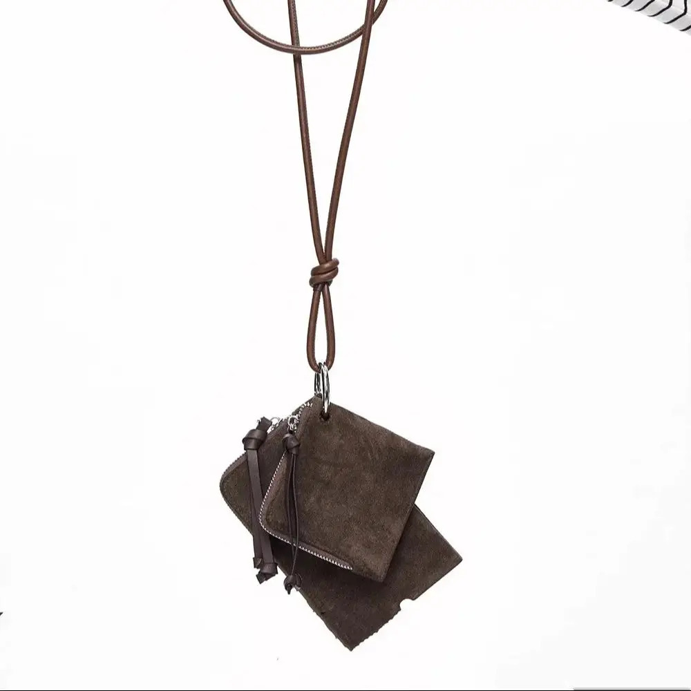 Faux Suede Fashionable Double Bag Womens Hanging Neck Headphone Bag Autumn Winter Versatile Mini Change Bag Card Bags 260123