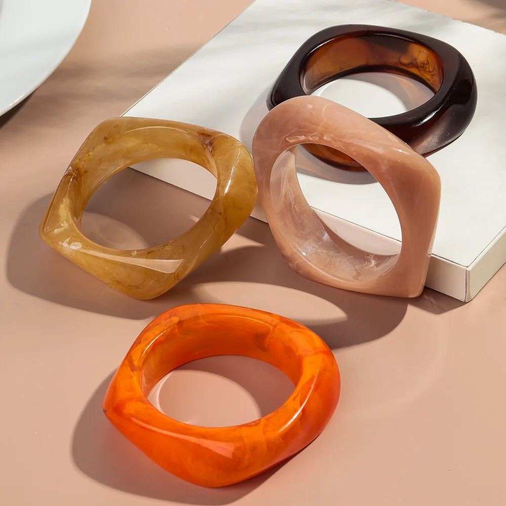 Vintage Acrylic Irregular Geometric Exaggerated Chunky Bangles for Women Resin Statement Charm Bracelet Bangle Jewelry Gifts 260120
