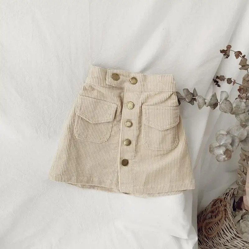 Baby Girl Aline Spring Skirt Corduroy Half Solid Classic Short Autumn Wrapped Hip Versatile Childrens 260207
