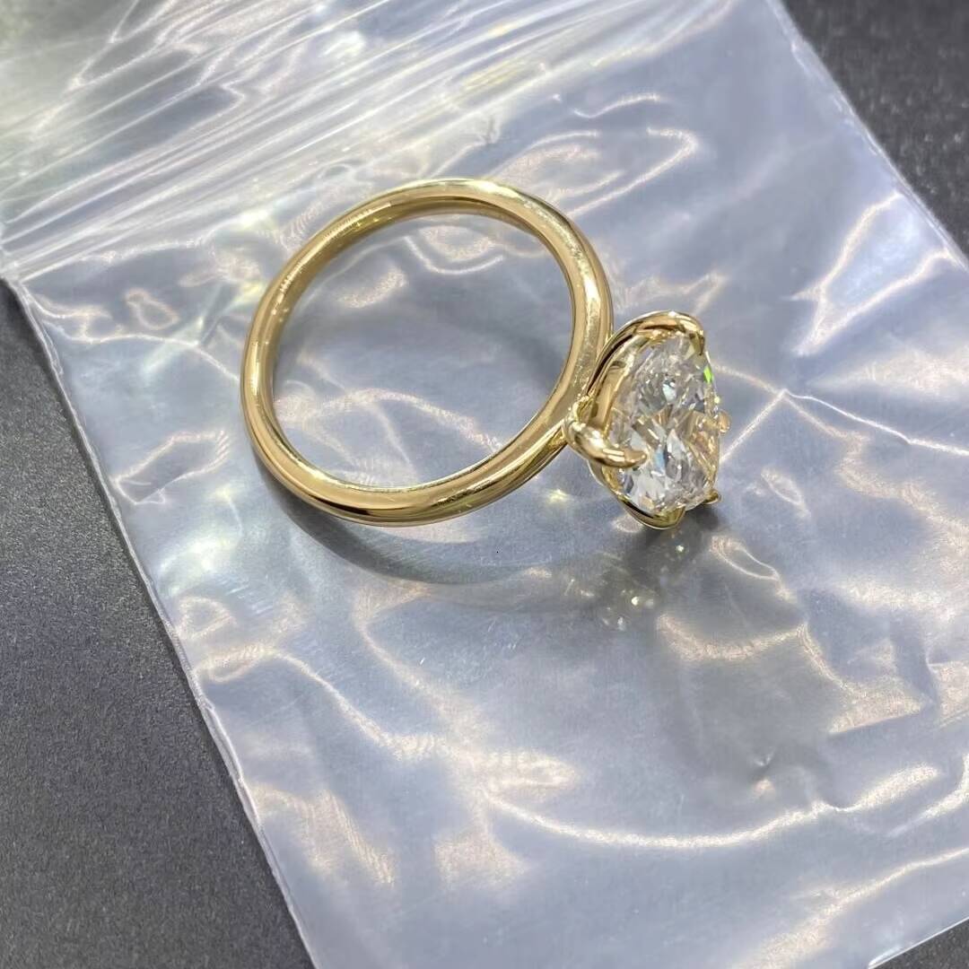 3CT IGI Certificated 10K 14K 18K Yellow Gold CVD Lab Grown Diamond Engagement Ring