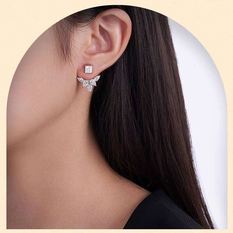 Unique Design Moissanite Simple High-End 925 Sterling Silver Jewelry Women's Exquisite Light Luxury Style Earrings