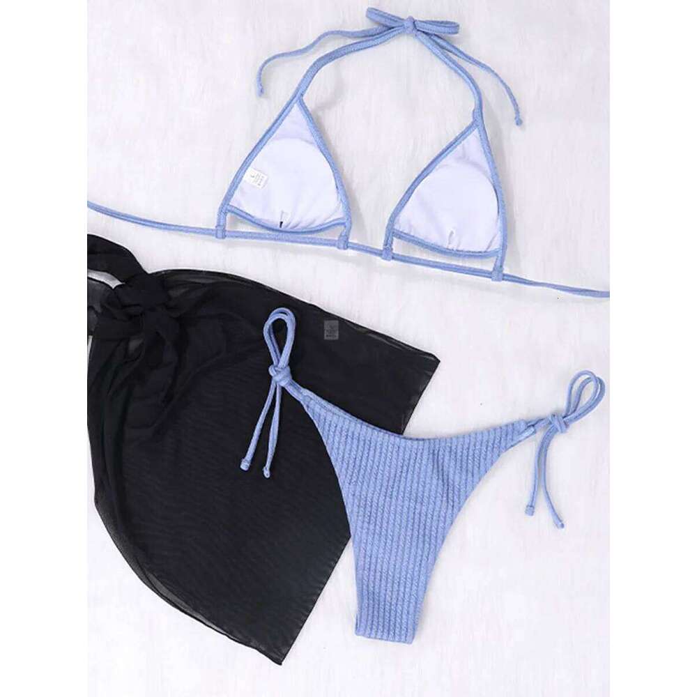 Brazilian Swimsuit Women Sexy Bikini Set Push-up Padded Bra Thong Three Pieces Swimwear Beachwear Bathing Suit Femme C260207