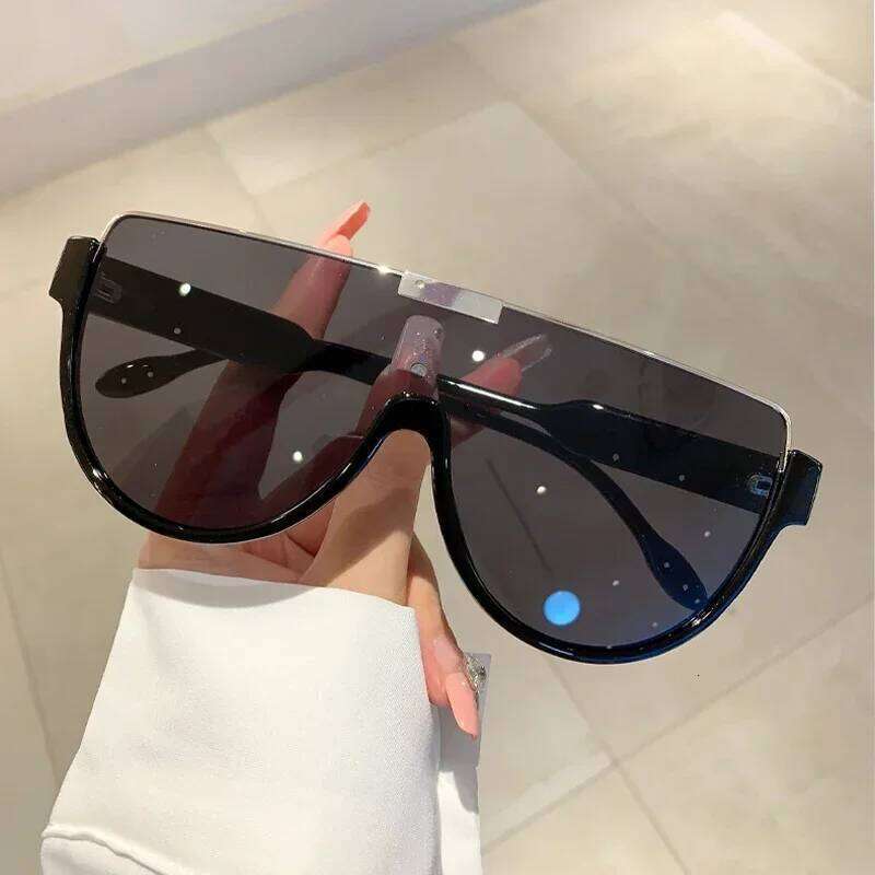 Vintage Semi-round Sunglasses Women Fashion Monoblock Outdoor Goggle Shades Ins Trending New Design UV400 Eyewear Y260207