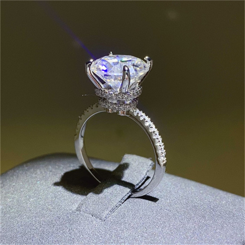 5CT D Color VVS Moissanite Wedding Rings Luxury Jewelry 100% 925 Sterling Silver Round Cut Eternity Gorgeous Party Gorgeous Women Engagement Crown Ban