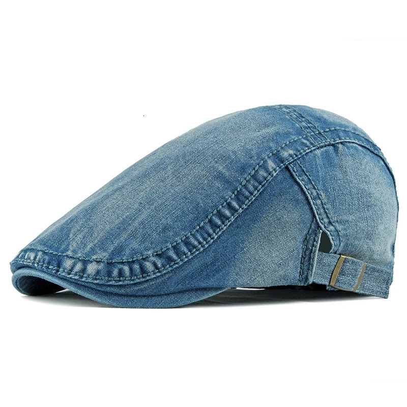 Simple Washed Denim Berets Hat Men Women Spring Summer ed Flat Cap Artist Duckbill Hat Casual Herringbone sboy Cap 260205