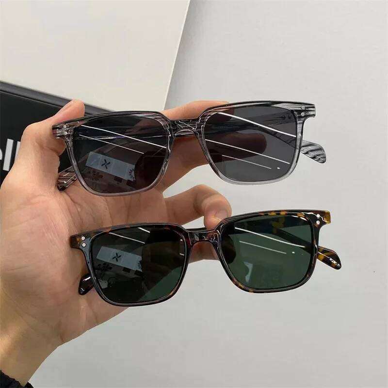 2025Leopard Dark Green Square Sunglasses Man Shades Male Sun Glasses Brand Designer Travel Vintage Oculos De Sol Zonnebril Heren Y260207