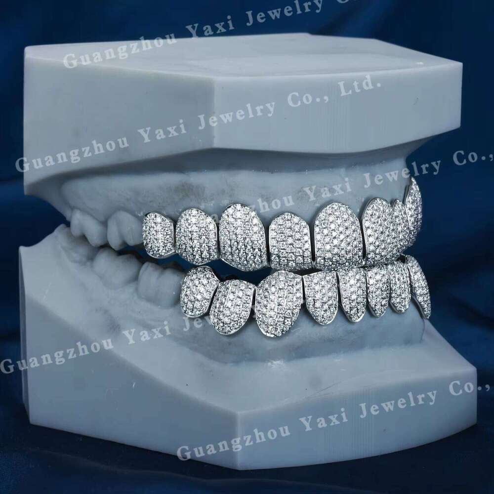High Quality S925 Silver 10K 14K 18K Solid Gold Hip Hop Lab Diamond Flawless Moissanite Perm Cut Certified Grillz Teeth