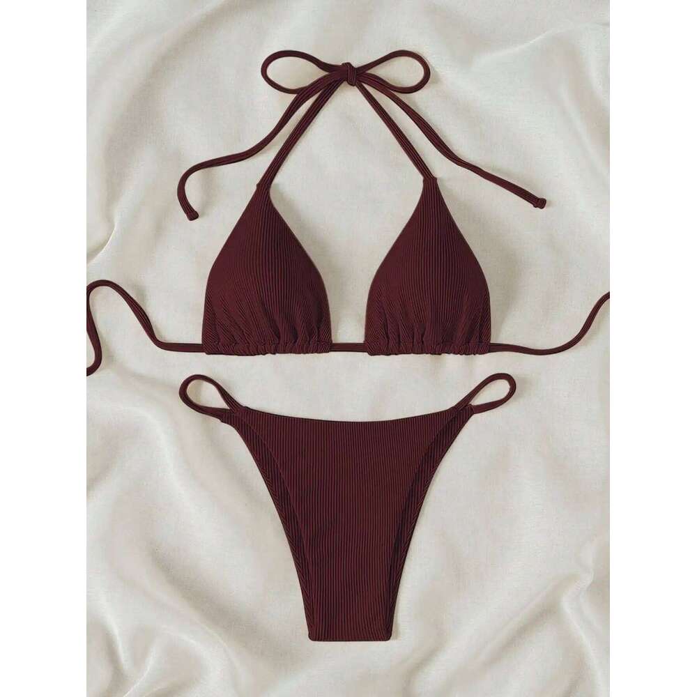 Summer wine red sexy bikini outerwear set suitable for women to take photos at the seaside hot spring C260207