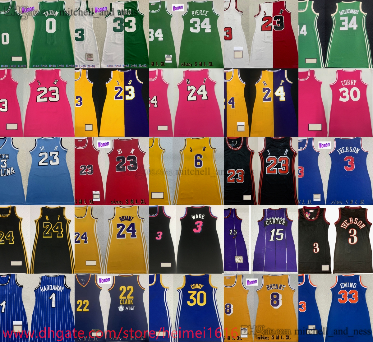Classic Retro Bryant Women Skirt Basketball 3 Allen Iverson Jersey Stitch 15 Vince Carter 33 Larry Bird Patrick Ewing Penny Hardaway Dwyane Wade Stephen Curry Pierce