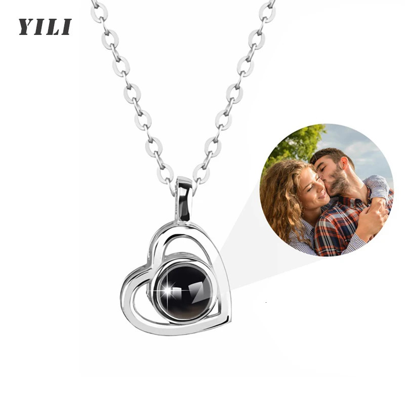 Custom Po Projection Necklace with Picture Inside I Love You Necklace 100 Languages Personalized Heart Pendant Necklace Gift 260124