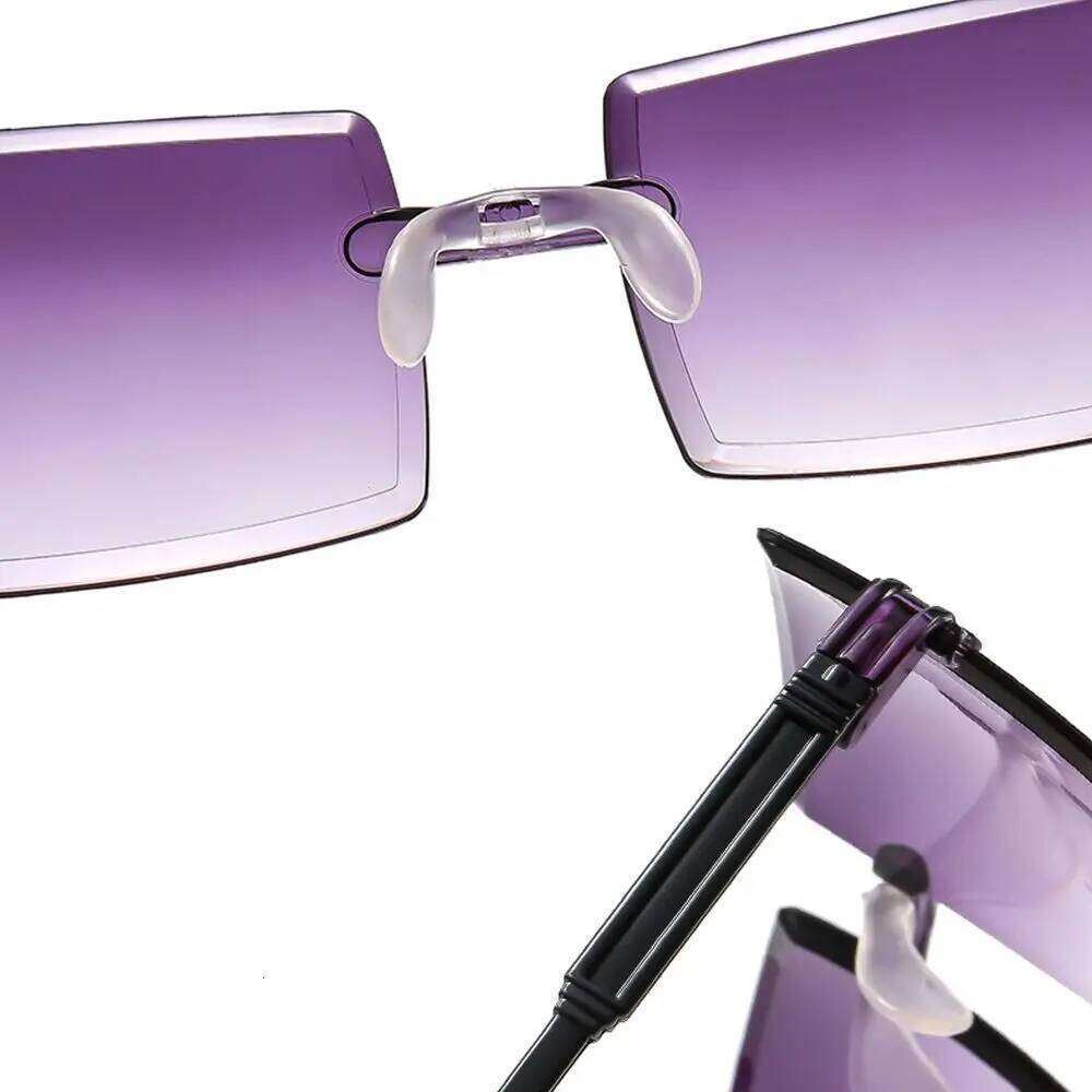 Trendy Rimless Sunglasses UV Protection for Men Women Fashion Frameless Rectangle Sun Glasses Retro Shades Summer Eyewear Y260207