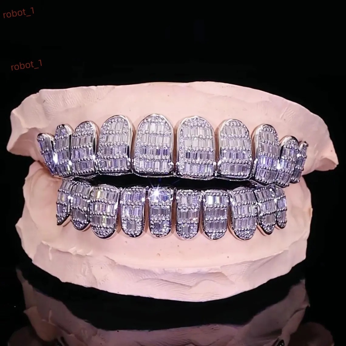 Excellent Quality Lab Grown Moissanite Sterling Silver Yellow Gold Teeth Grillz Rhodium Plating Unisex Men Women Wedding Gift