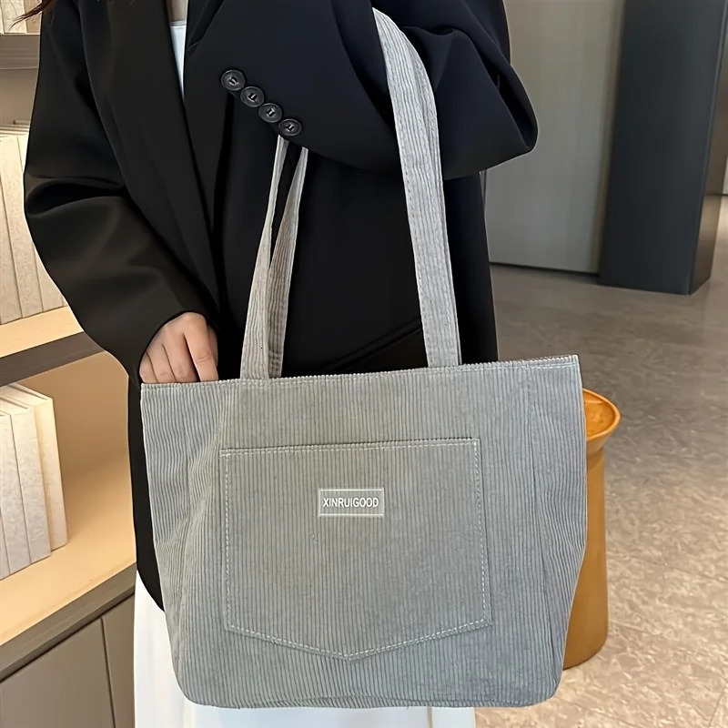 Womens Corduroy Shoulder Tote Bag Casual Large Capacity Fashion Handbag for Going Out Purses and Handbags er Bag260128