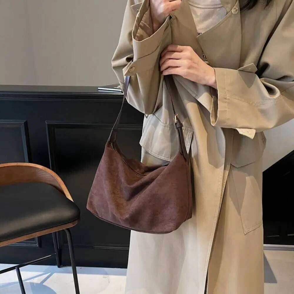 Casual Handbag Suede Shoulder Solid Color Fashion Hobo Korean Style Large Capacity Ladies Tote Bag Shopping C260207