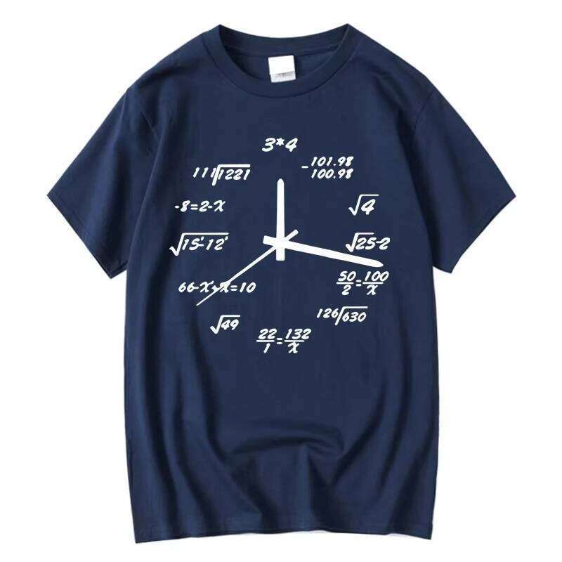 SKADE Floral Print T-Shirt Cotton Summer Loose Funny Clock Math O-Neck Casual Short Sleeve Men's Tops C260207