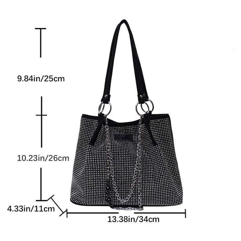 New Luxuy Rhineston Shoulder Bags For Women Designer Diamond Leather Crossbody Female Underarm Bag Totes Purse Handbag C260207