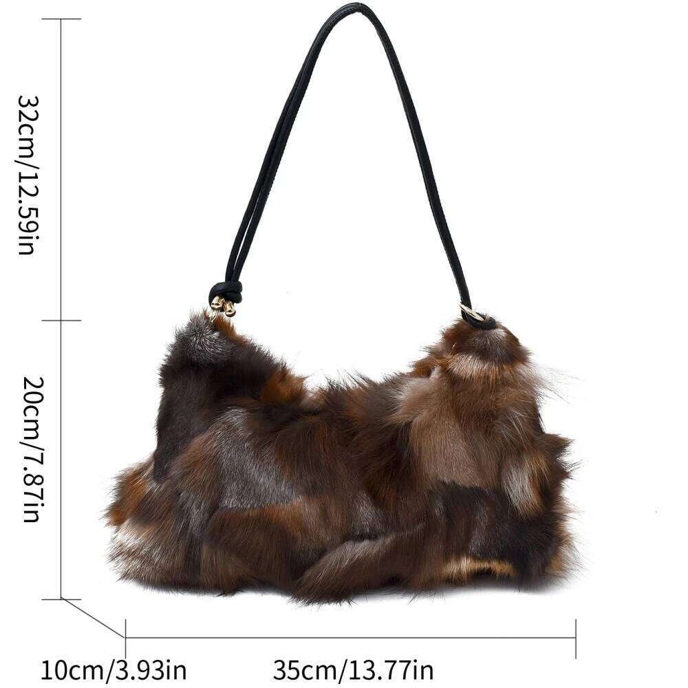 Winter Women's Fashion Handbag Ladies Purses Women Shoulder Bag Real Silver Fox Fur Messenger Bags C260207