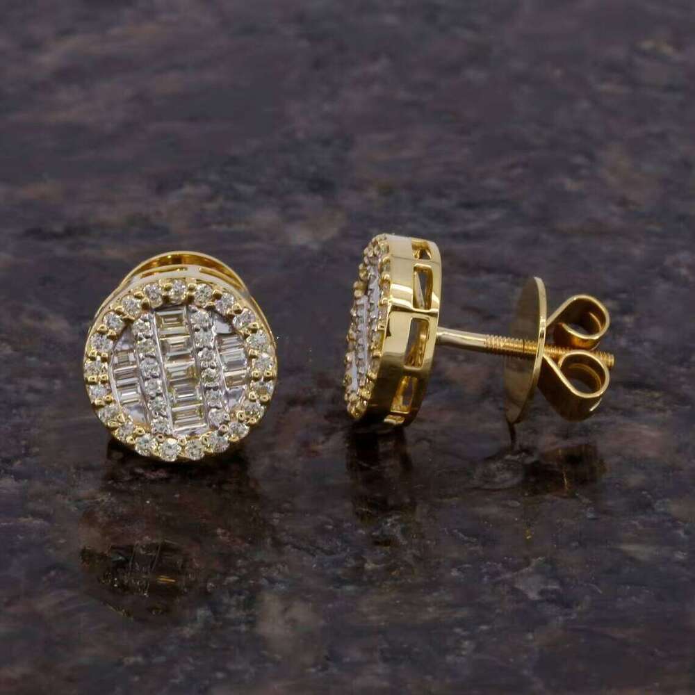 Hip Hop Iced Out VVS Cluster 925 Sterling Silver Comfortable Hand Setting Baguette Moissanite Earrings Men