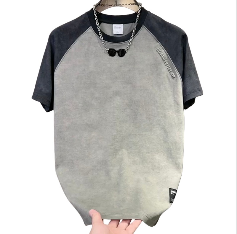 Men's T-Shirts 2026 Summer Casual Men's short-sleeved T-shirt Fashionable Letters Stamped Round Neck Pullover Top