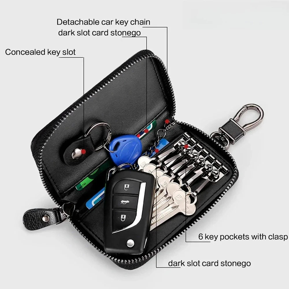 Genuine Leather KeyChain Unisex Key Bag Multifunction Organizer Wallet Holder Smart Housekeeper Car Small Key Case Keys Pouch 260129