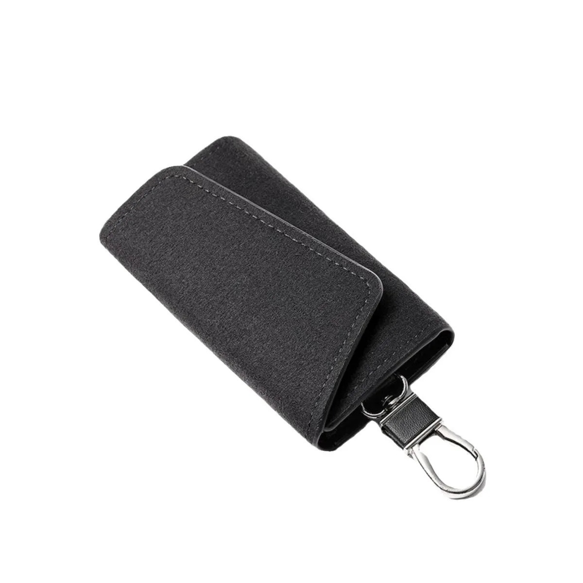 Suede Leather Fob Car Key Case Premium pu Leather Car Keychain Holder Auto Key Case Protector with Metal Hook Keyring Zipper Bag 260129