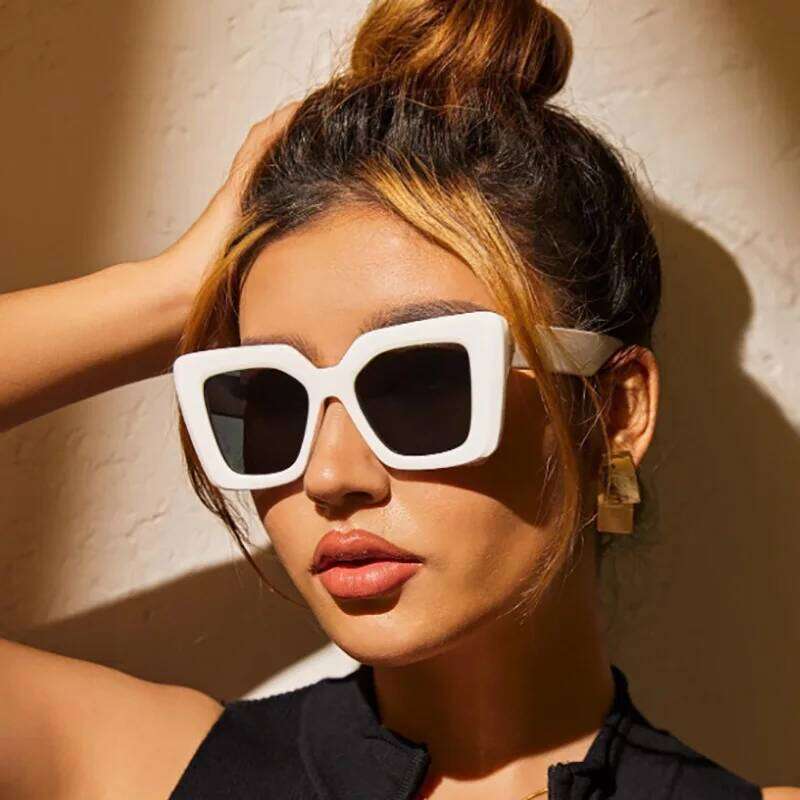New Vintage Sunglasses Women Men Square Big Frame Sun Glasses Female Brand Designer Retro Shades Fashion Cat Eye Oculos De Sol Y260207