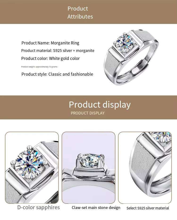 Simple Fashion 925 Silver Rhodium Plated Mens Engagement Diamond Rings Round Cut 1Ct VVS GRA Multi Colorful Moissanite Jewelry