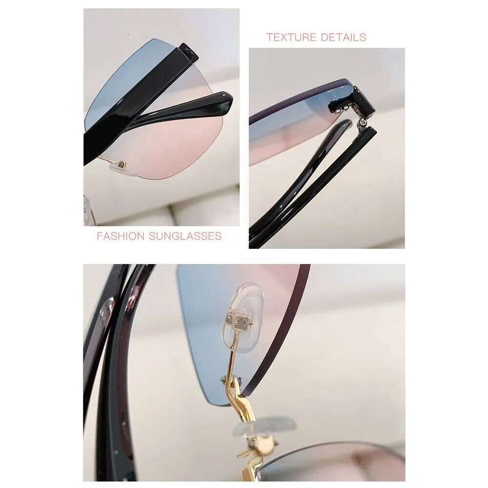 Vintage Rimless 2024 Women Gradient Sunglasses Summer Shades Fashion UV400 Frameless Sun Glasses Ladies Eyeglasses Y260207