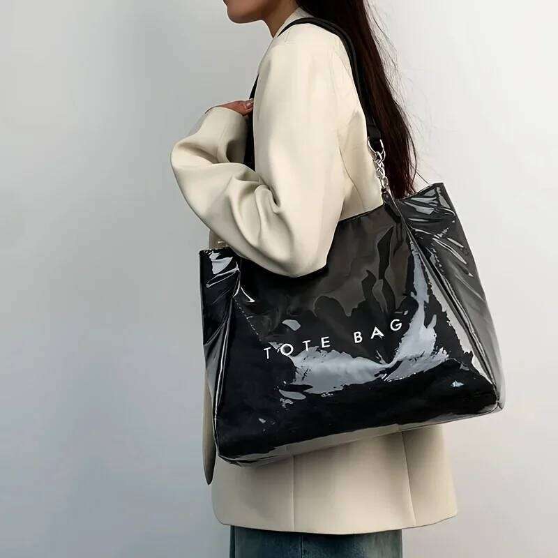 New chain hand bill of lading shoulder women's retro simple large Tote bag C260207