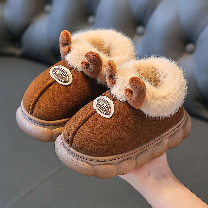 Children Winter Fashion Cartoon Soft Soled Warm Non-slip Girls Home Outdoor Boys Thick-soled Wool Cotton Shoes H260207