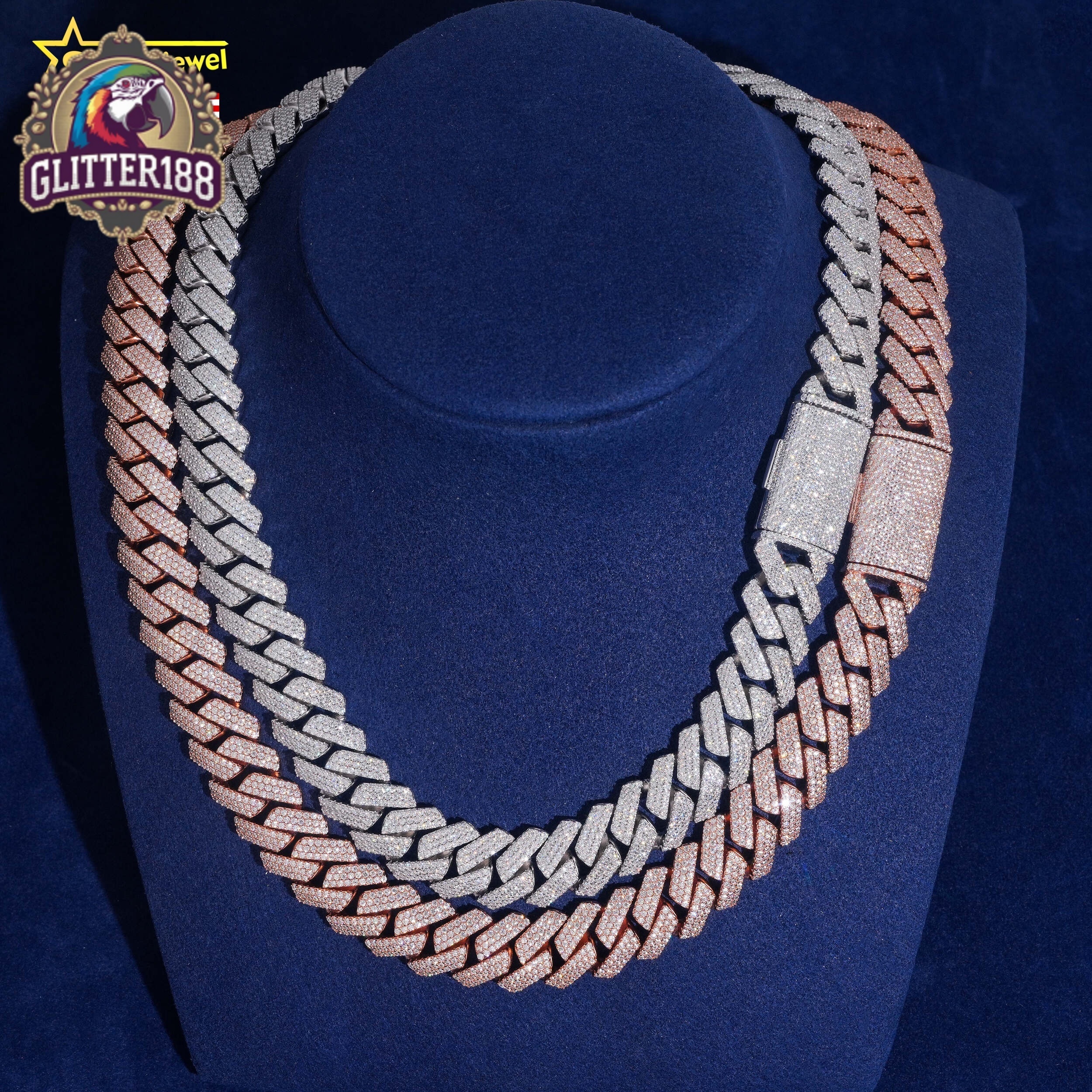 Promotion Price Stock 15MM Moissanite Cuban Link Chain Hip Hop Iced Out Men Link Chain Necklaces
