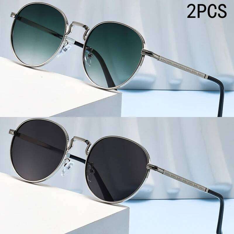 2PCS New Model Metal-framed Sunglasses, Trendy Fashionable, With Oval Shape And Stylish Design.2403 Y260207